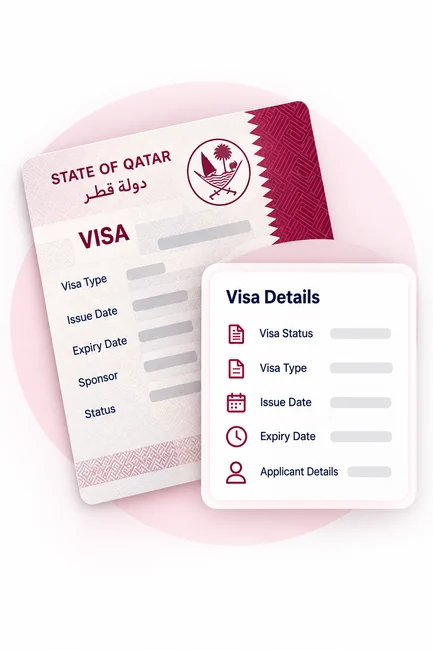 Illustrated visa document and visa details card